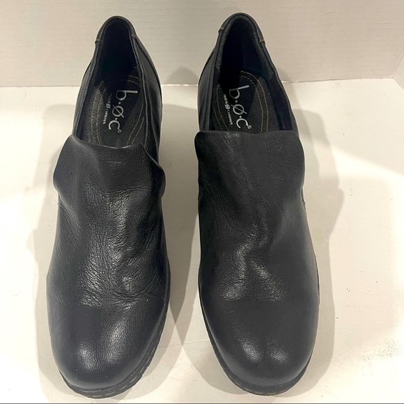 BOC Born Concept Black Leather Slip-On Booties, Loafer Style W/Chunky Heel. 11M - Picture 2 of 15